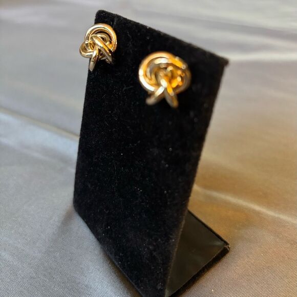 NEW Love Knots Gold Tone Post Earrings NWT - Picture 2 of 6